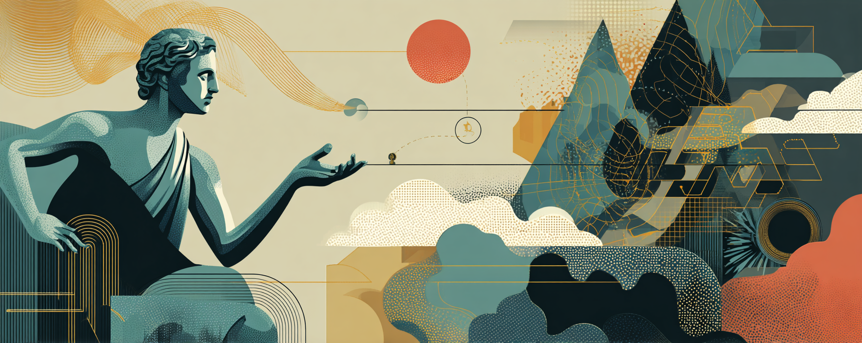 Abstract representation of the creative ecosystem's balance shifting